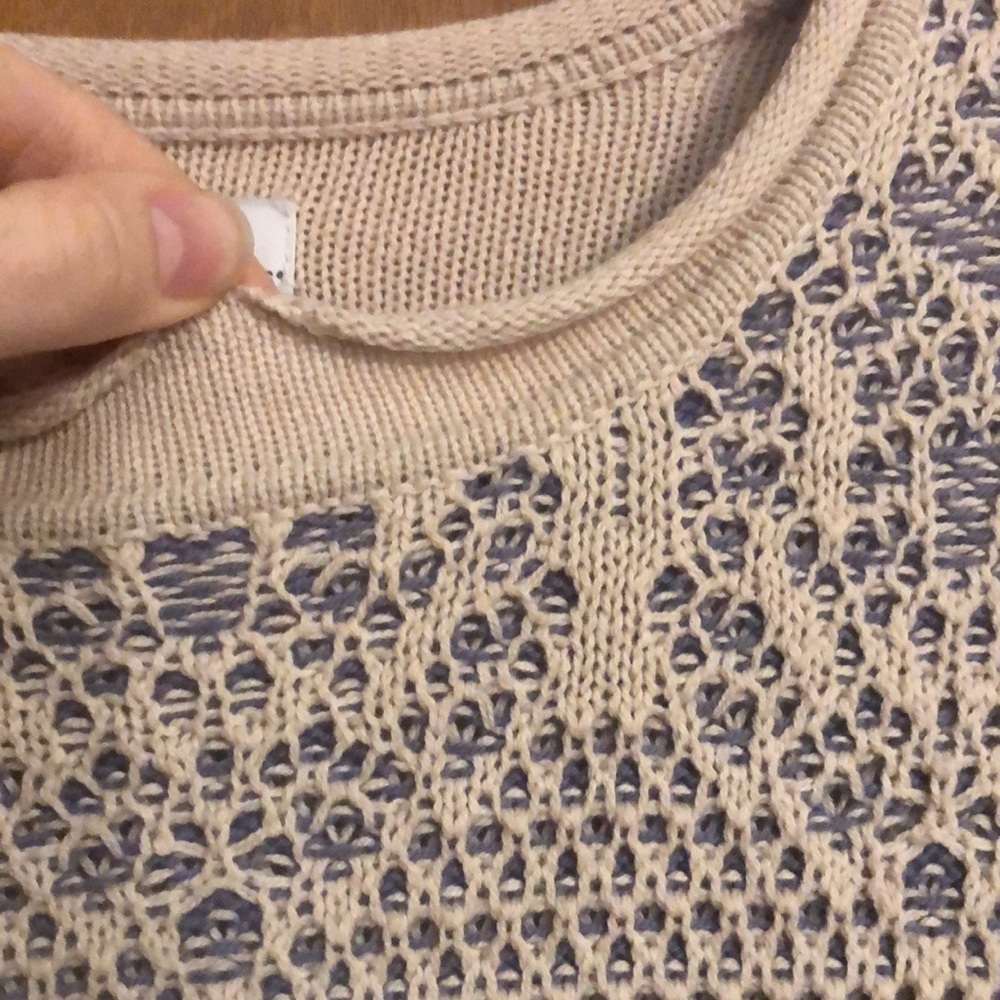 Kim Rogers lightweight 3/4 sleeve blue and cream sweater - Picture 8 of 8